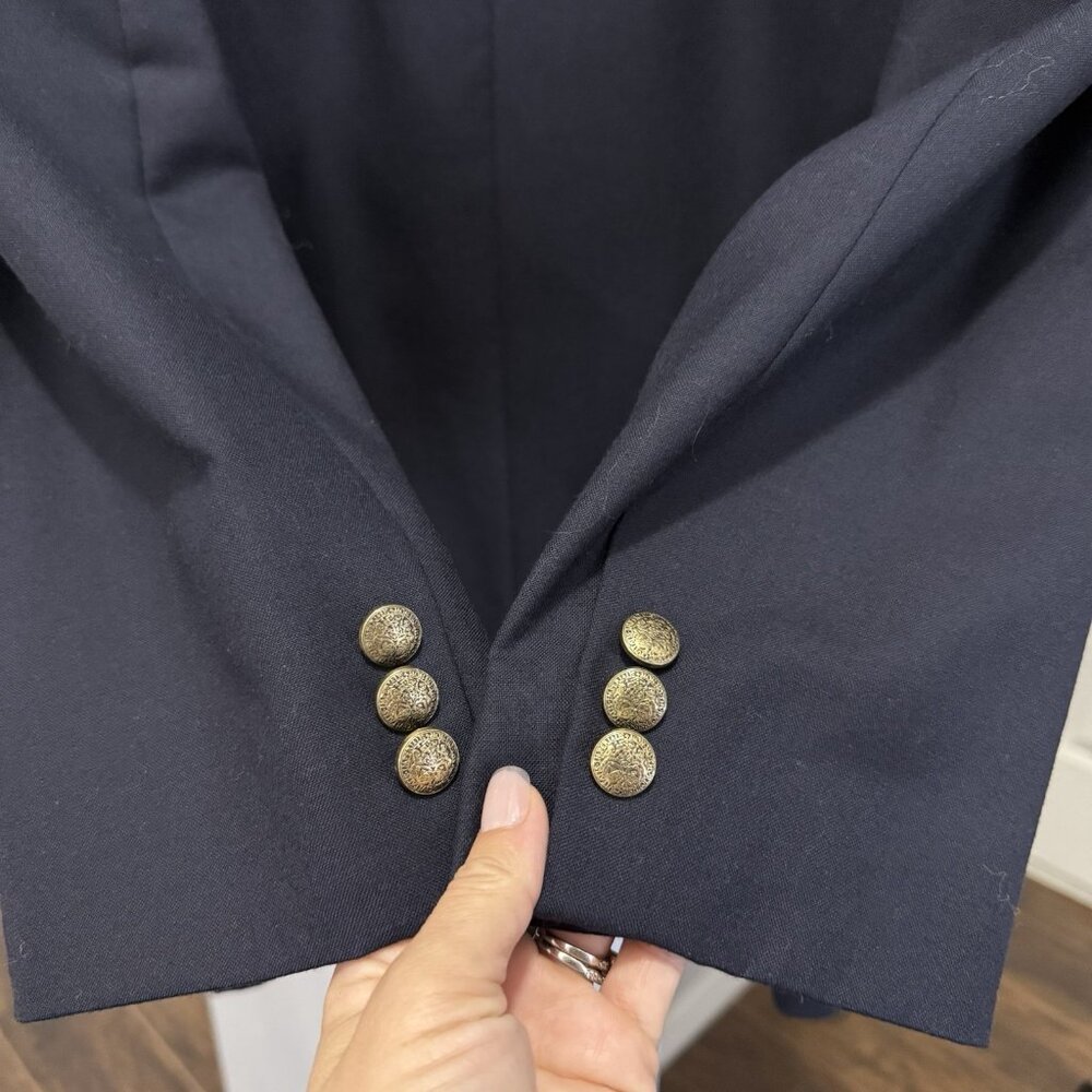 Vintage Oscar de la Renta Men’s Navy Blue Double-Breasted Blazer 42R - Picture 7 of 14